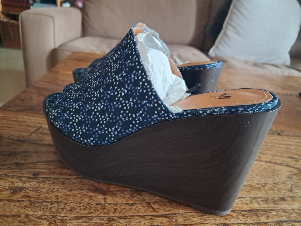 Plateau slippers/sandalen/klompen, H&M, Blauw, Nieuw, Sandalen of Muiltjes