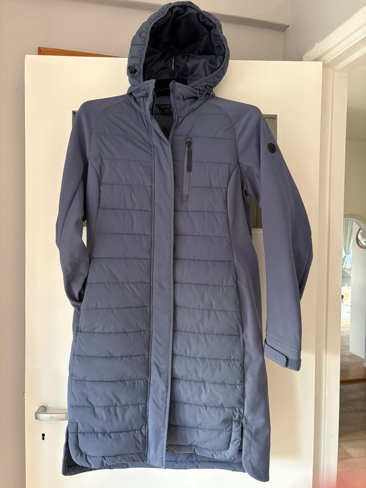 Warme winterjas licht petrol blauw maat M (circa 38), Ophalen of Verzenden, Zo goed als nieuw, Maat 38/40 (M), Blauw