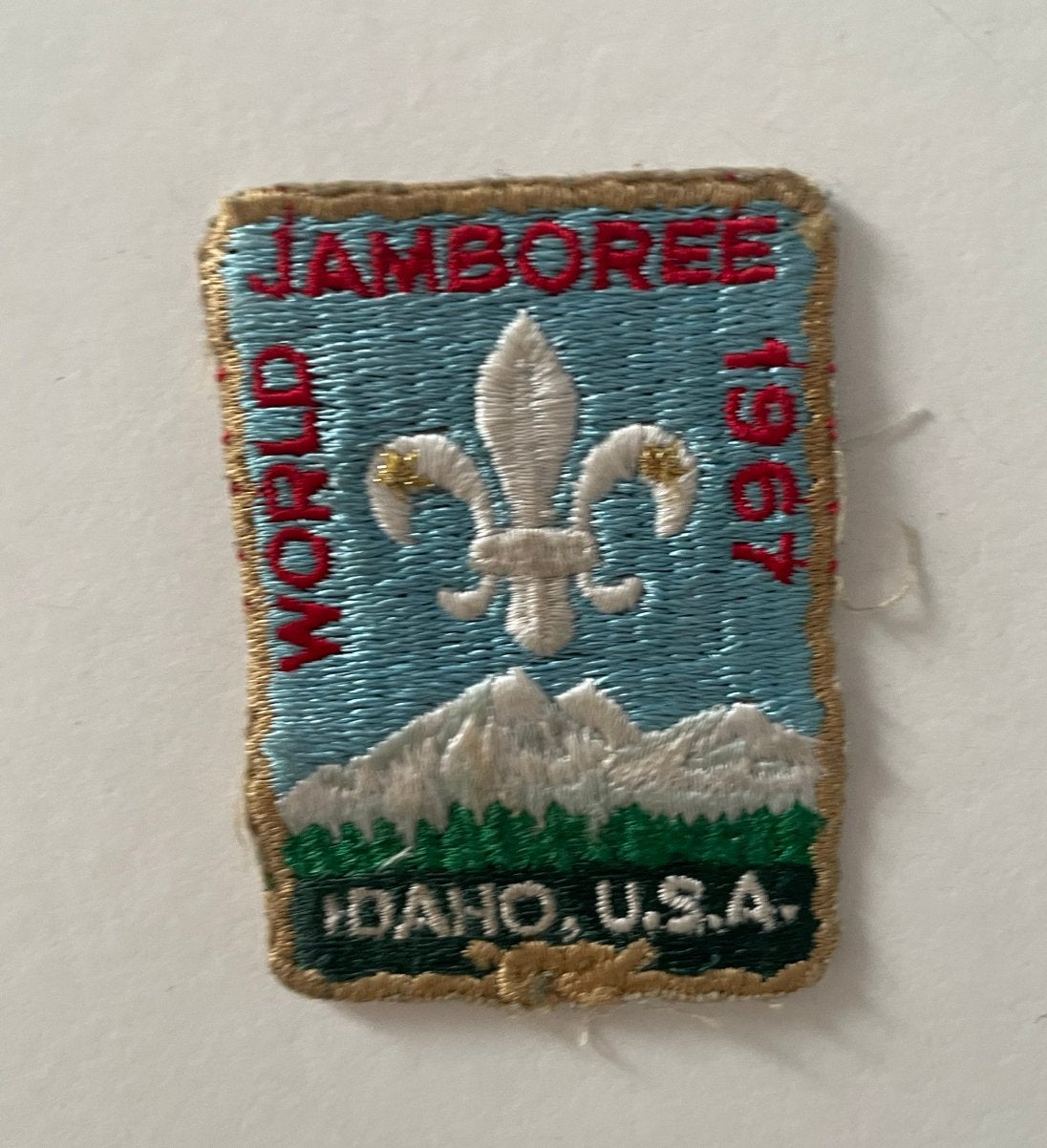 Vintage World Jamboree 1967 Idaho USA Scouting Embleem, Verzamelen, Scouting, Ophalen of Verzenden, Gebruikt, Embleem, Speld of Insigne