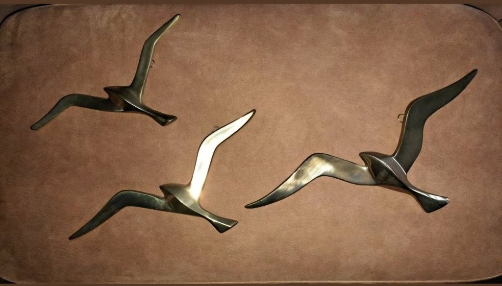 vintage set van 3 messing vogels in de vlucht, Ophalen of Verzenden, Koper