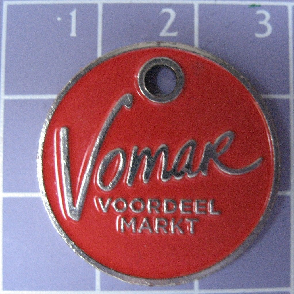 Vomar Winkelwagenmunt - Rode Voordeelmarkt Munt, Ophalen of Verzenden