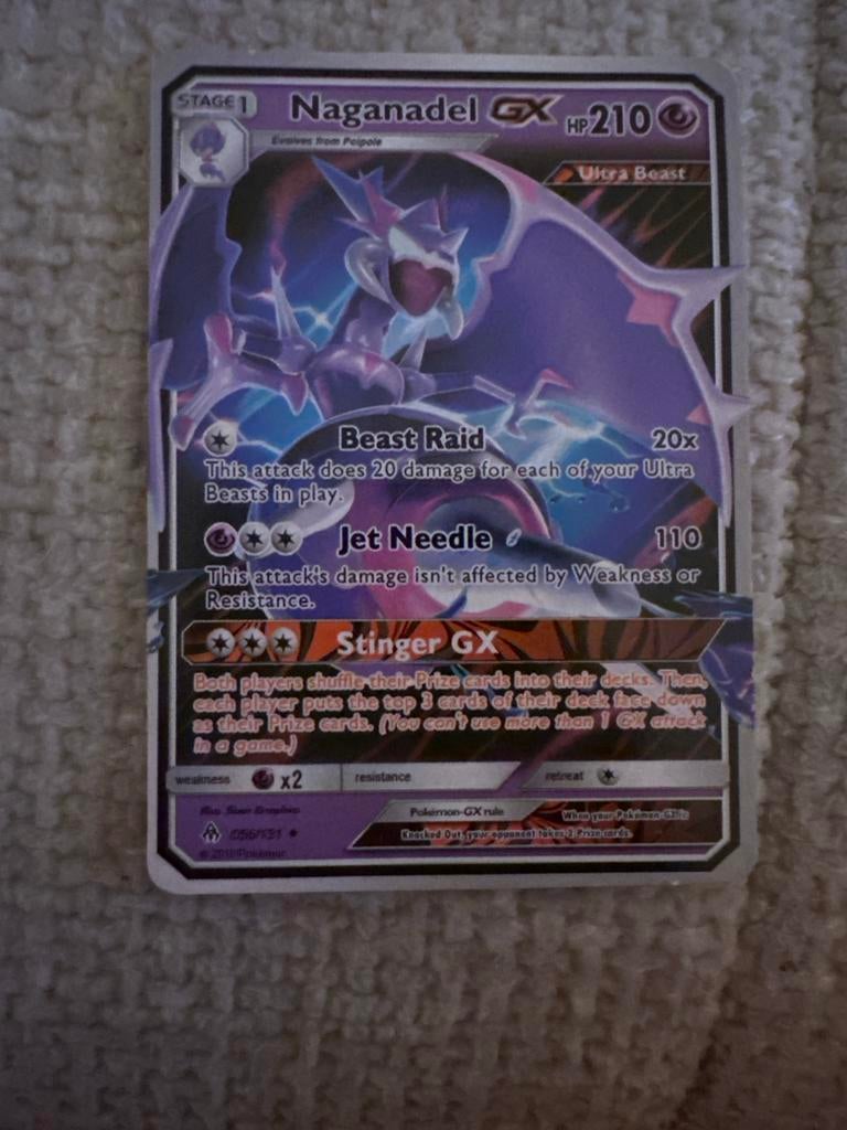 Naganadel GX Pokémon Kaart - Ultra Beast, Ophalen of Verzenden, Gebruikt, Losse kaart