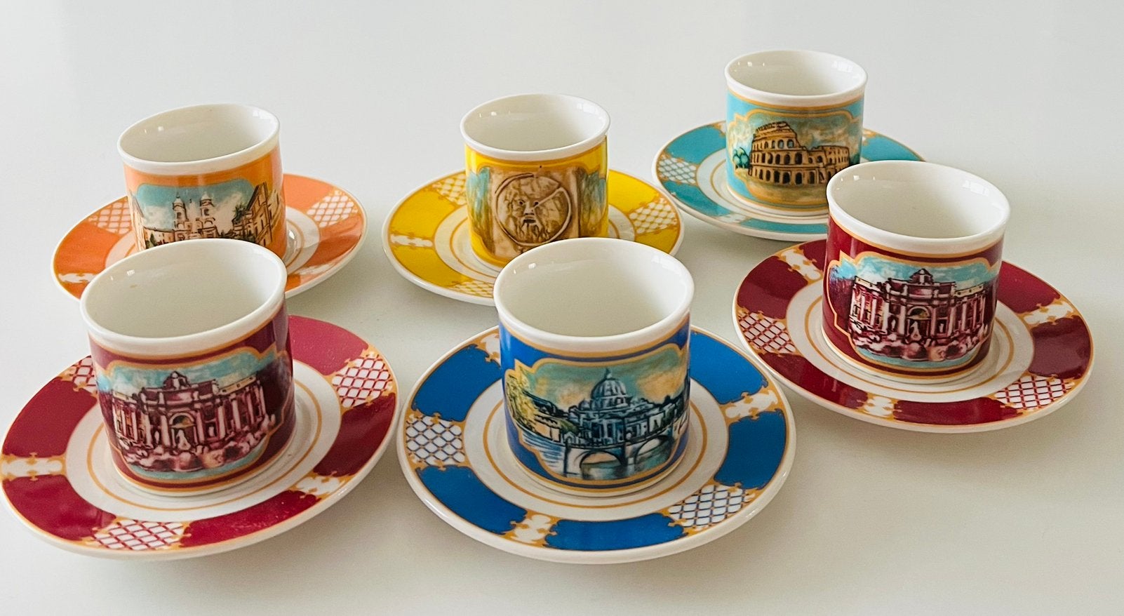 Espresso set van 6 kop met schotels Bella Italia, Huis en Inrichting, Keuken | Servies, Nieuw, Ophalen of Verzenden, Overige stijlen