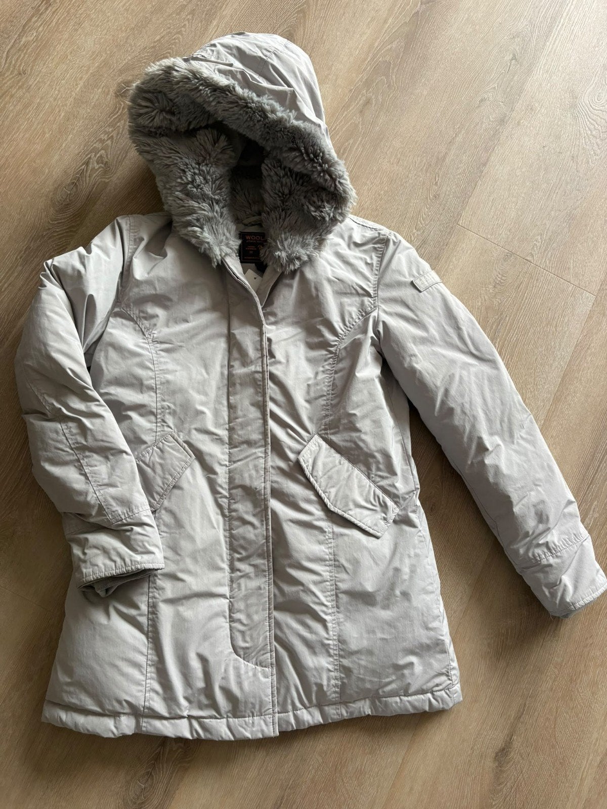 Woolrich jas XXS met capuchon - Zo goed als nieuw, Blauw, Ophalen of Verzenden, Zo goed als nieuw, Woolrich