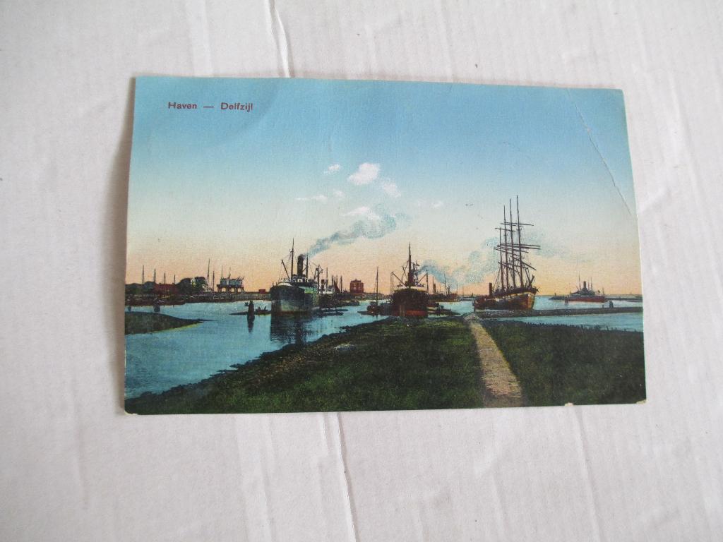 oude ansichtkaart haven delfzijl, Ophalen of Verzenden, Voor 1920, Gelopen, Groningen