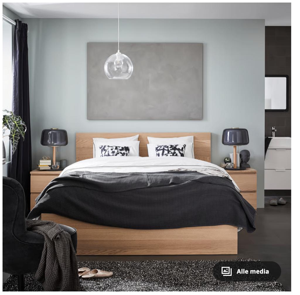 Malm bed IKEA, Ophalen, Bruin, 210 cm, Tweepersoons