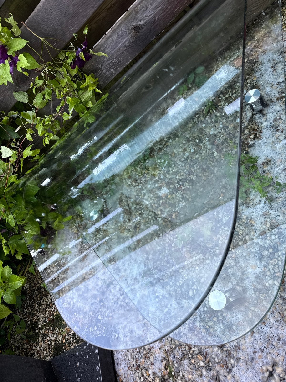 Glazen salontafel met twee niveaus.Gratis mee nemen, Huis en Inrichting, Tafels | Salontafels, Ophalen, Gebruikt, 100 tot 150 cm