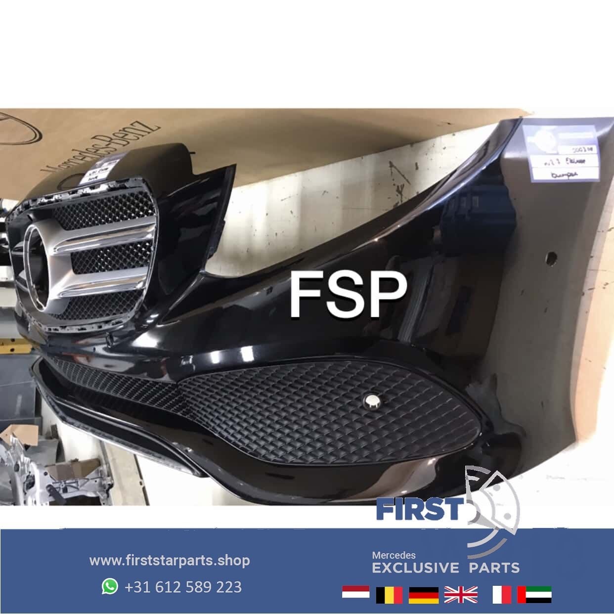 W213 COMPLETE VOORBUMPER + GRIL ZWART Mercedes E Klasse 2016, Gebruikt, -, Voor, Ophalen of Verzenden