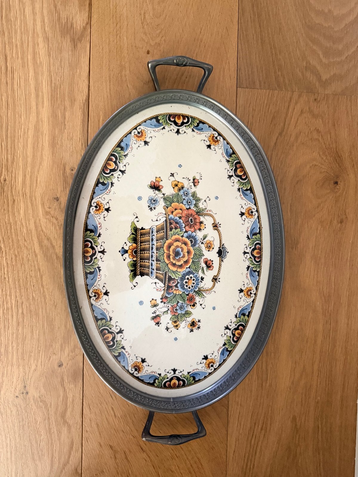 Delfs vintage dienblad westraven tingieterij Kurz & Vo, Ophalen