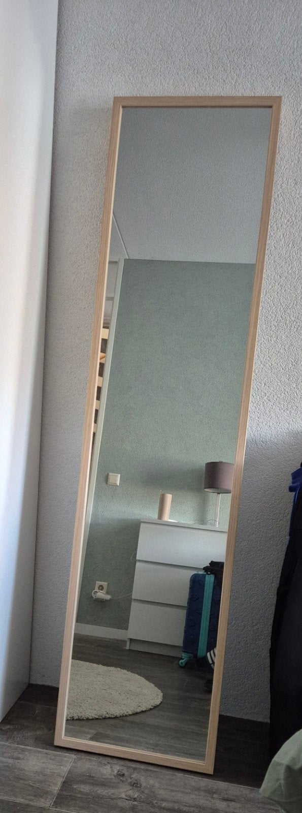 IKEA NISSEDAL spiegel wit gelazuurd eikeneffect 40x150 cm, Ophalen, Minder dan 50 cm, 100 tot 150 cm, Zo goed als nieuw