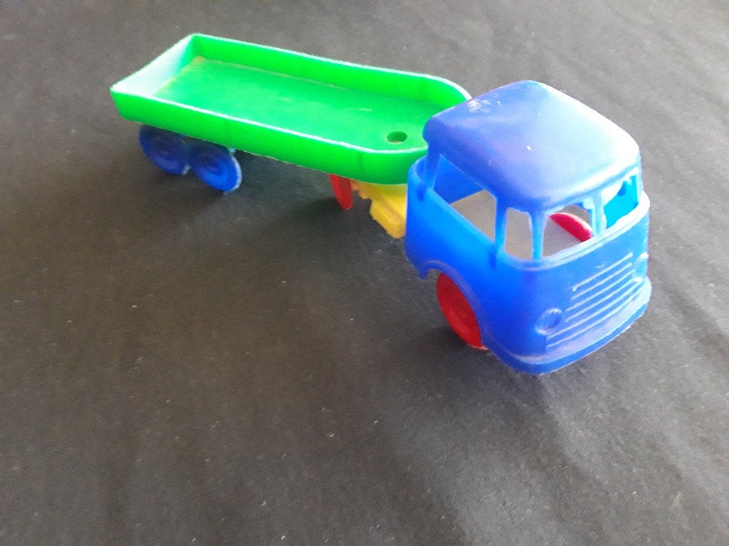 jaren 50/60 plastic DAF trekker met oplegger blauw - groen, Ophalen of Verzenden, Zo goed als nieuw, Bus of Vrachtwagen
