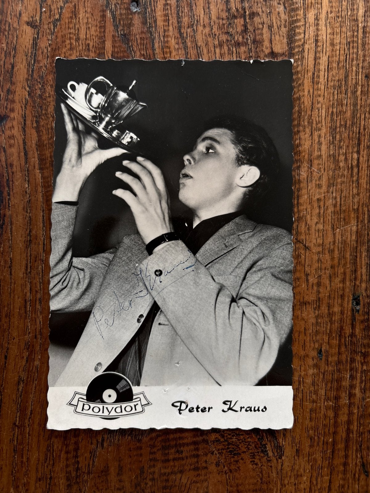 Peter Kraus “The German Elvis” Polydor card (gesigneerd), Verzamelen, Ophalen of Verzenden, Gebruikt, Foto of Kaart, Gesigneerd