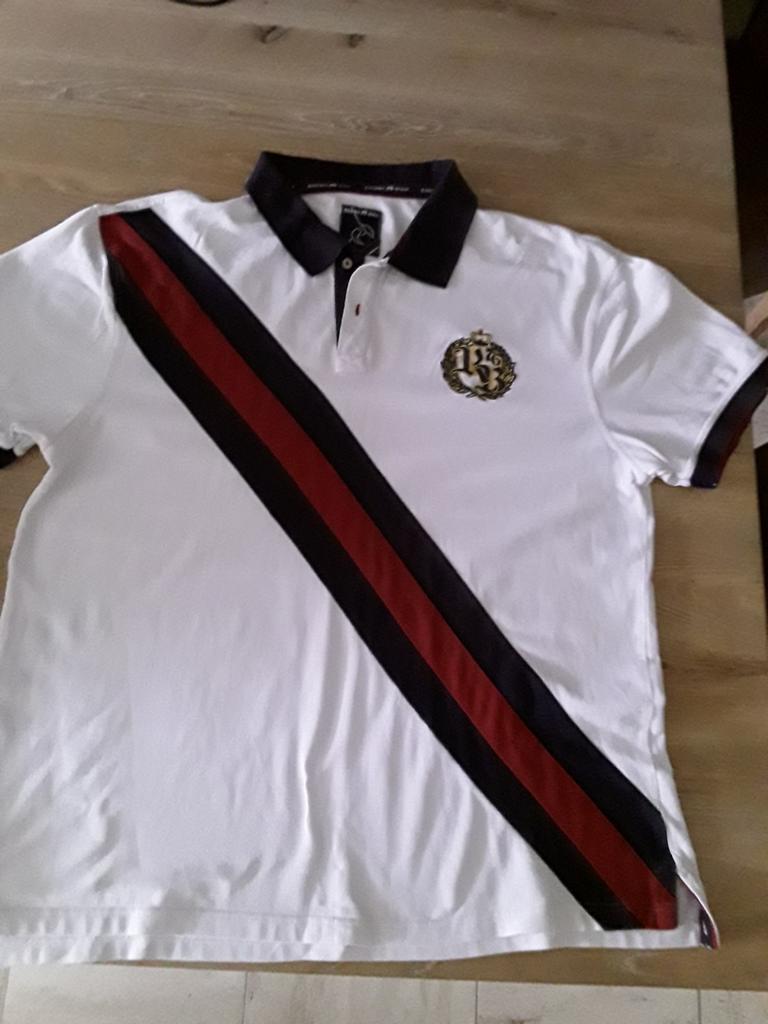 Polo maat 3 xl " raging bull" wit met contrast streep., Raging bull, Wit, Maat 56/58 (XL), Ophalen of Verzenden