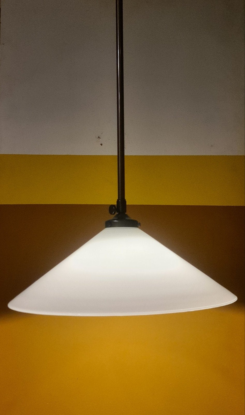 Vintage, design hanglamp opaline glas. Herda, Ophalen, Glas, Herda