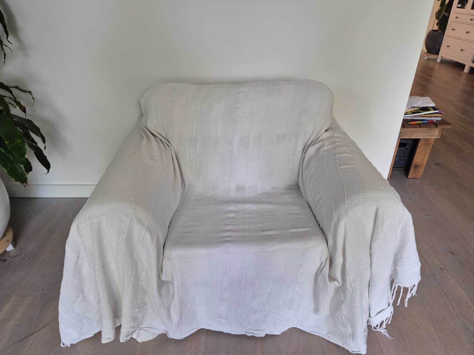 GRATIS Comfortabele witte fauteuil met afneembare hoes, Huis en Inrichting, Stoelen, Ophalen, Gebruikt, Wit, Comfortabel, Klassiek