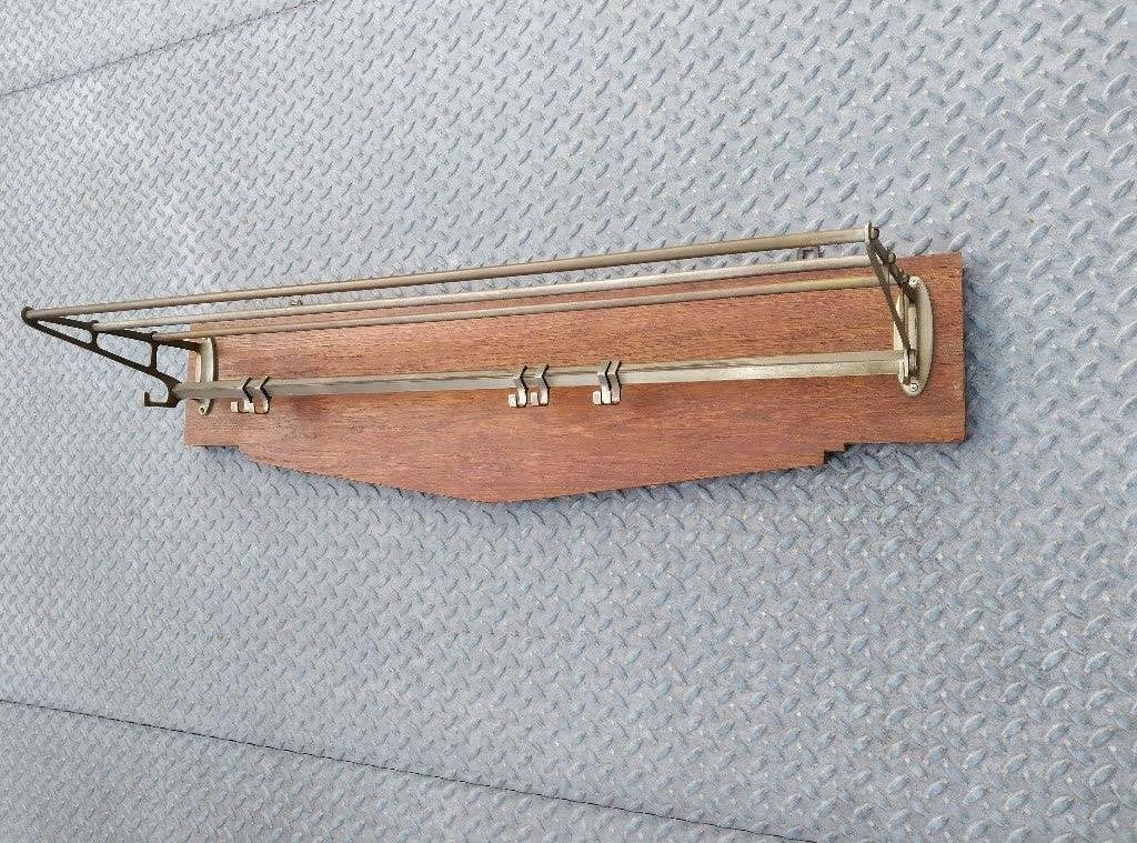 Originele Art Deco wandkapstok – hout en metaal/messing, Antiek en Kunst, Ophalen