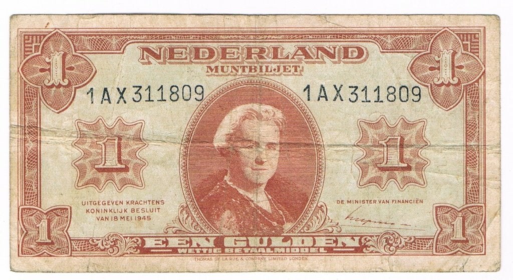 1 gulden 18 mei 1945 Wilhelmina, Postzegels en Munten, Verzenden, 1 gulden, Los biljet