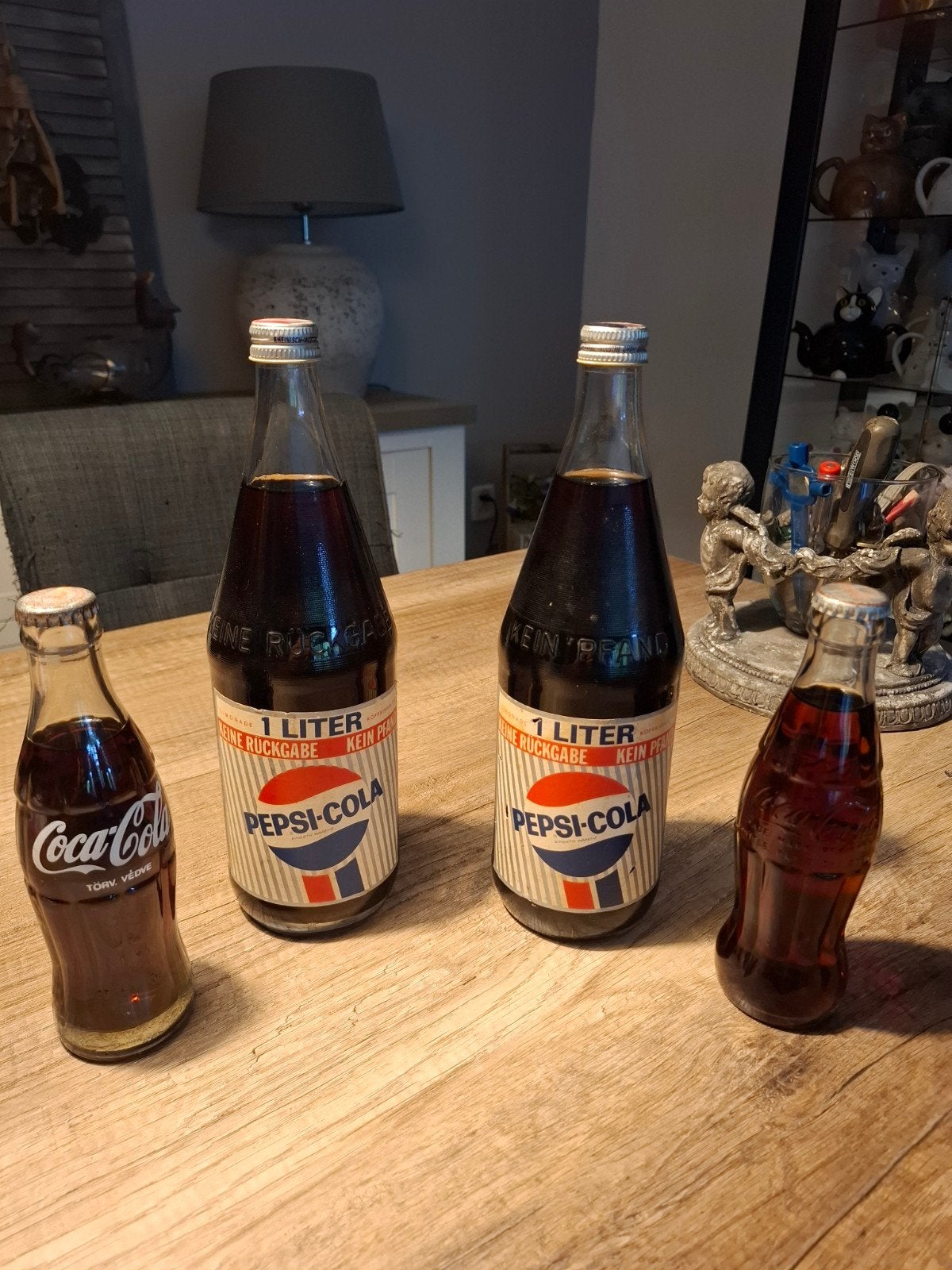 Vintage Coca-Cola en Pepsi-Cola flessen (4 stuks), Verzamelen, Ophalen of Verzenden, Gebruikt