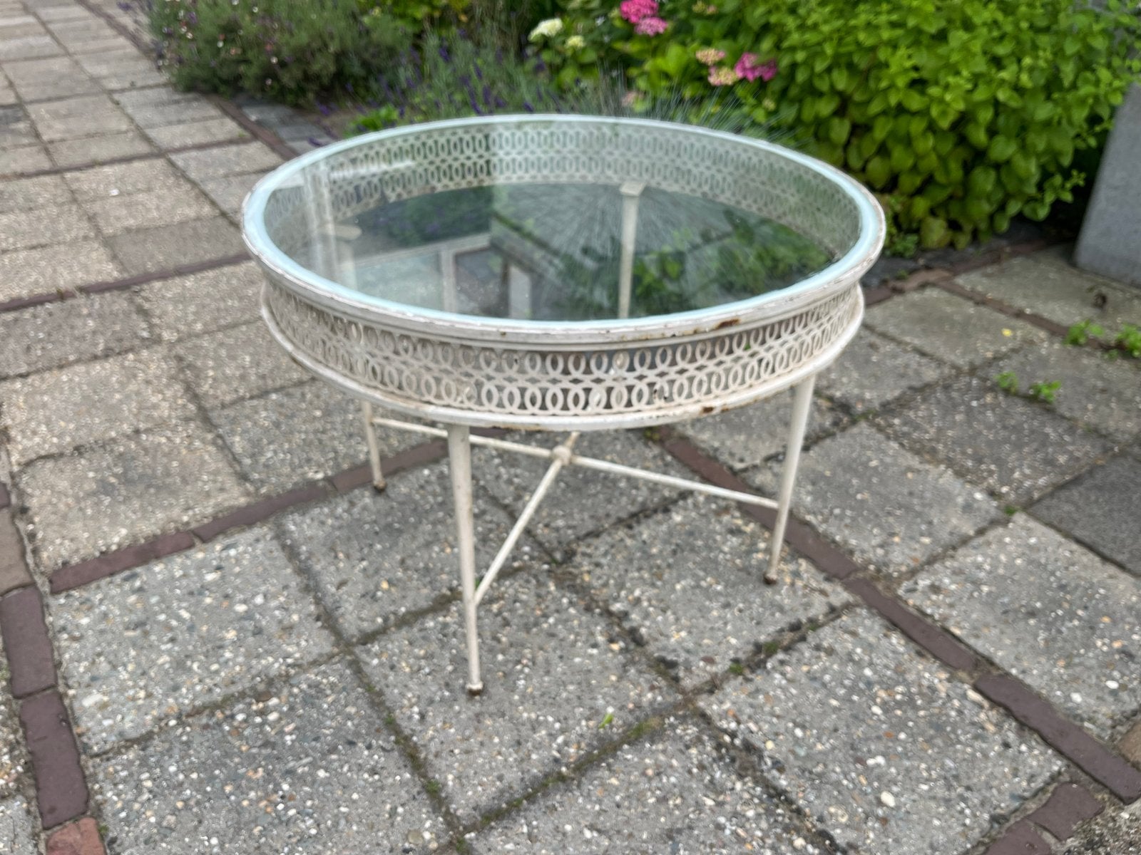 Vintage design Franse metalen salontafel buiten Mategot, Antiek en Kunst, Ophalen