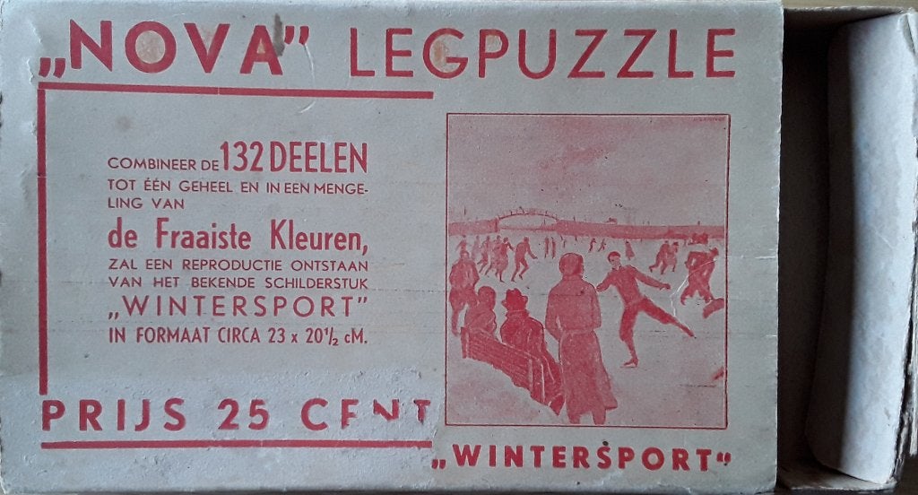 Oude Nova puzzel. 132 st. Wintersport. Compleet., Ophalen of Verzenden, Minder dan 500 stukjes, Gebruikt, Legpuzzel