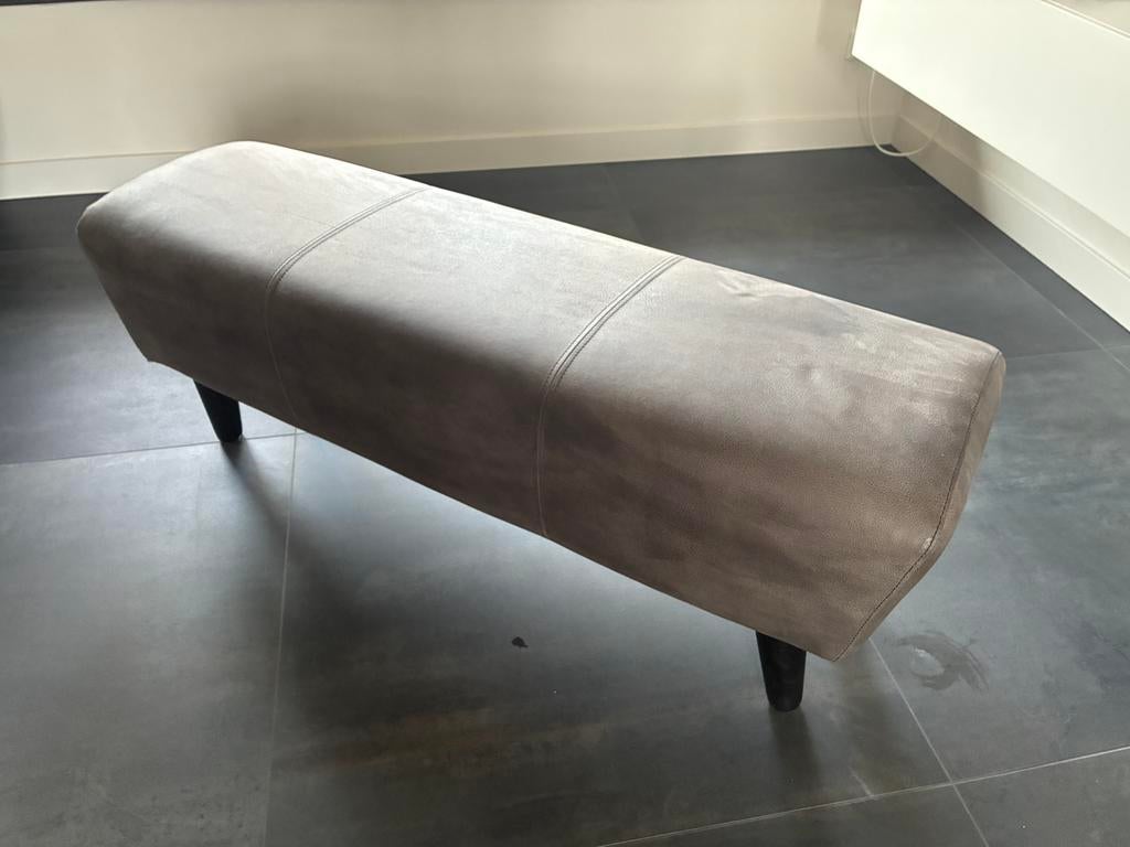 Leren poef / hocker bruin, Ophalen, Minder dan 50 cm, Rond, Leer