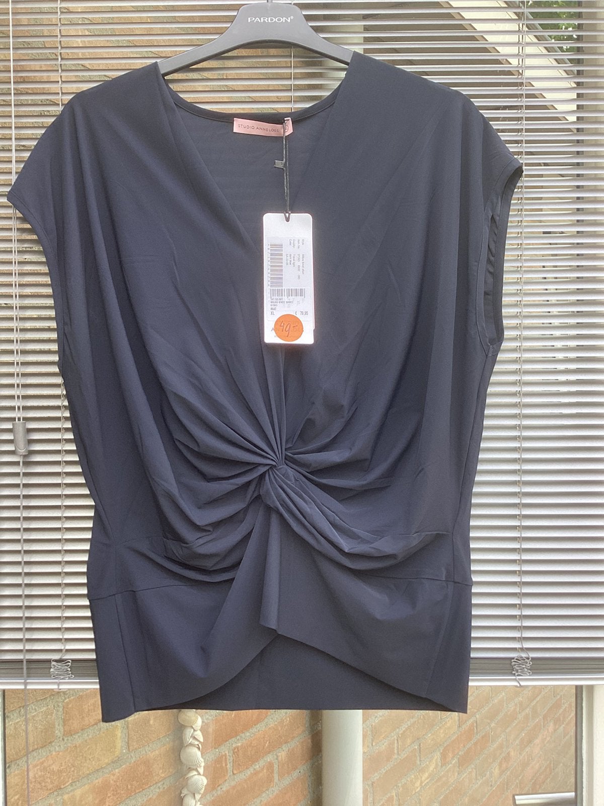 Studio Anneloes Travelstof knot top donkerblauw, Kleding | Dames, Tops, Blauw, Maat 46/48 (XL) of groter, Nieuw, Ophalen of Verzenden