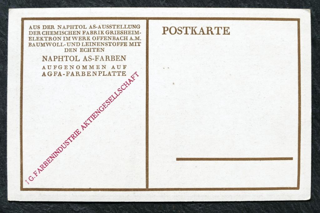 Reclame I.G. Farbenindustrie - Bauernstube, Verzenden, Voor 1920, Ongelopen, Overige thema's