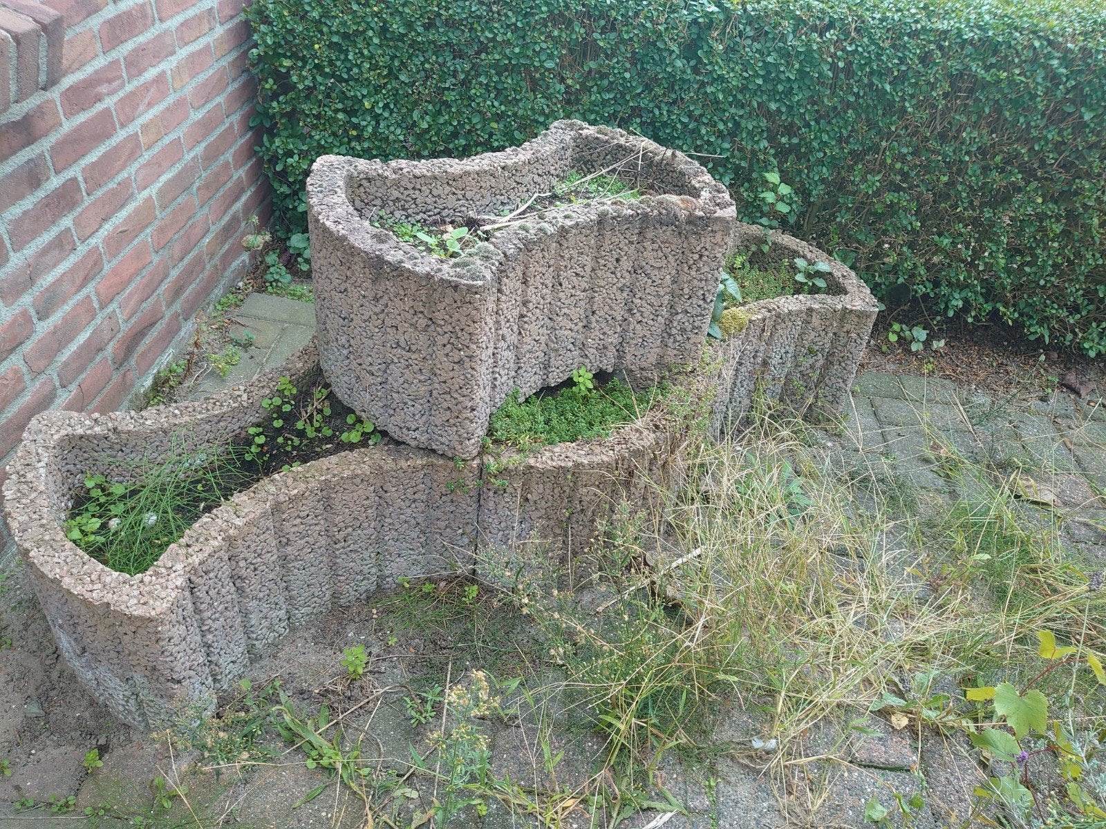 Stapelbare Betonnen bloembakken 17 stuks, Tuin en Terras, Gebruikt, Minder dan 40 cm, Overige vormen, Beton