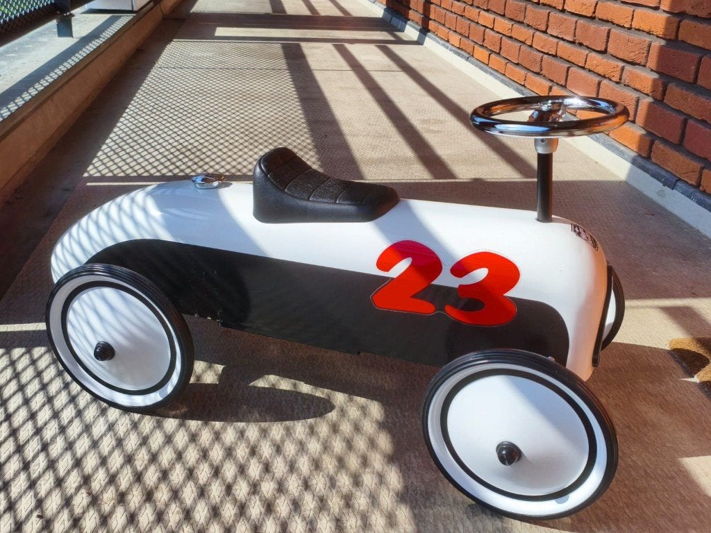 Retro metal toddler ride-on / push car, Ophalen, Zo goed als nieuw, Loopvoertuig