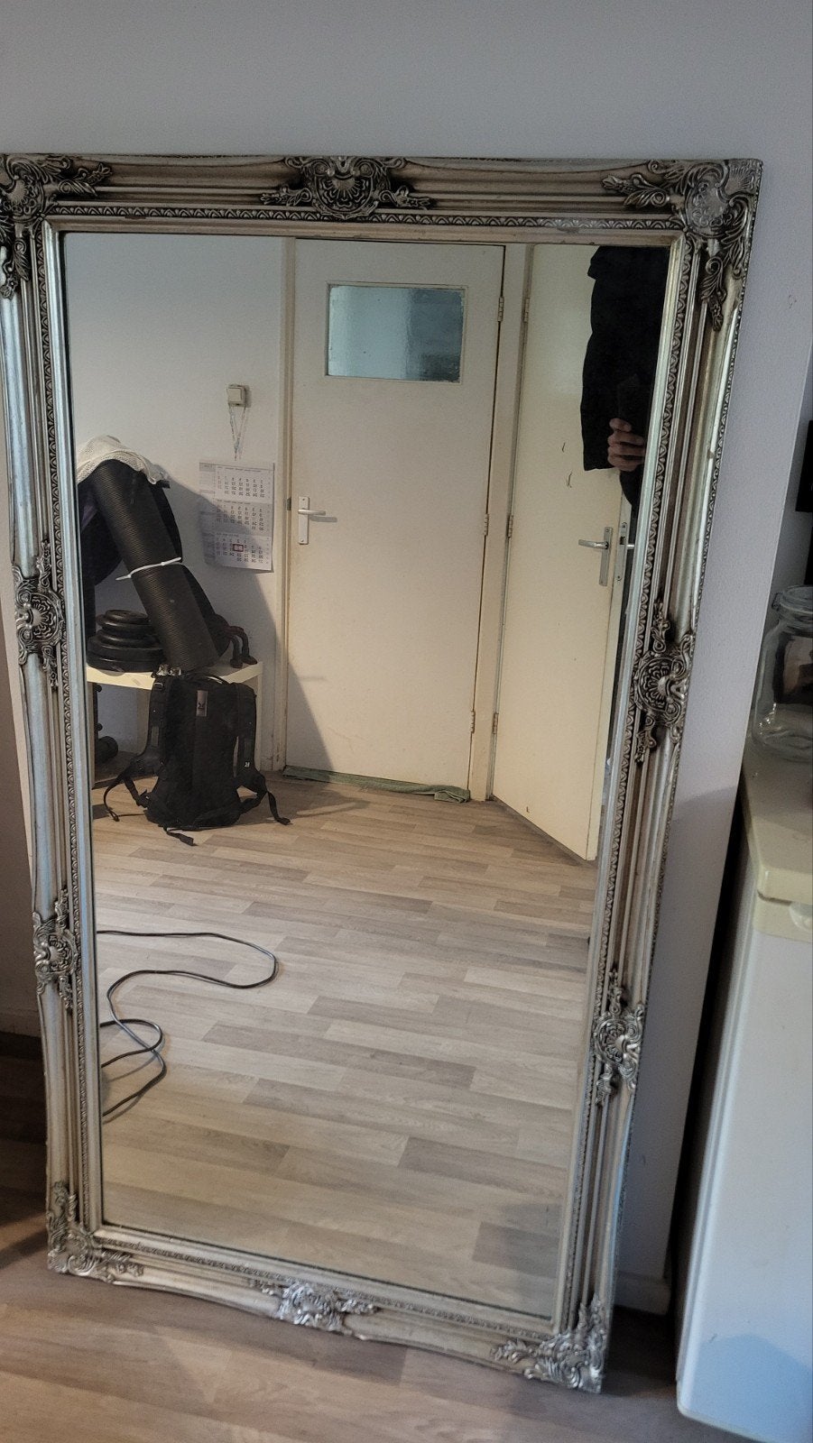 Gedetailleerde zilverkleurige lijst, Ophalen, Rechthoekig, 50 tot 100 cm, 100 tot 150 cm