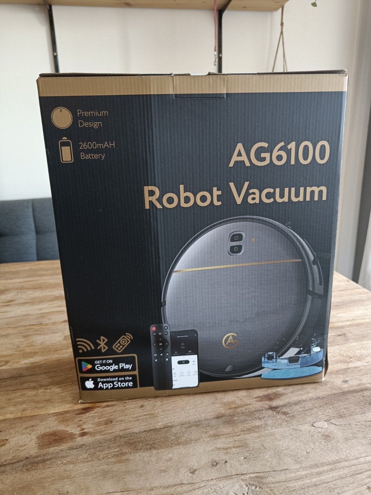 Robot stofzuiger AG6100, Ophalen, Dweilfunctie, Zo goed als nieuw, Robotstofzuiger