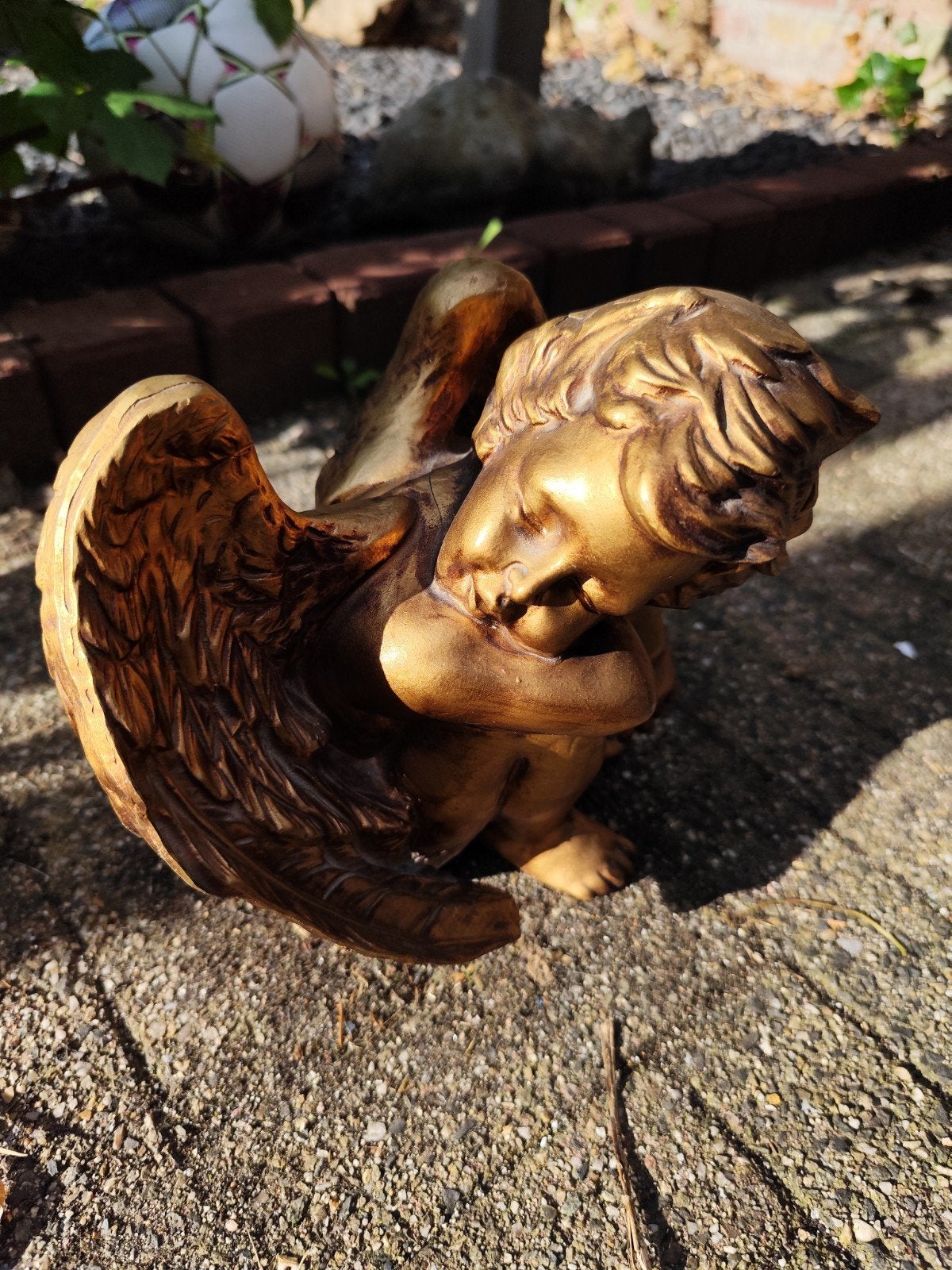 Gouden Engel Beeldje - Religieuze Decoratie, Minder dan 20 cm, Ophalen of Verzenden, Beeld, Beschilderd