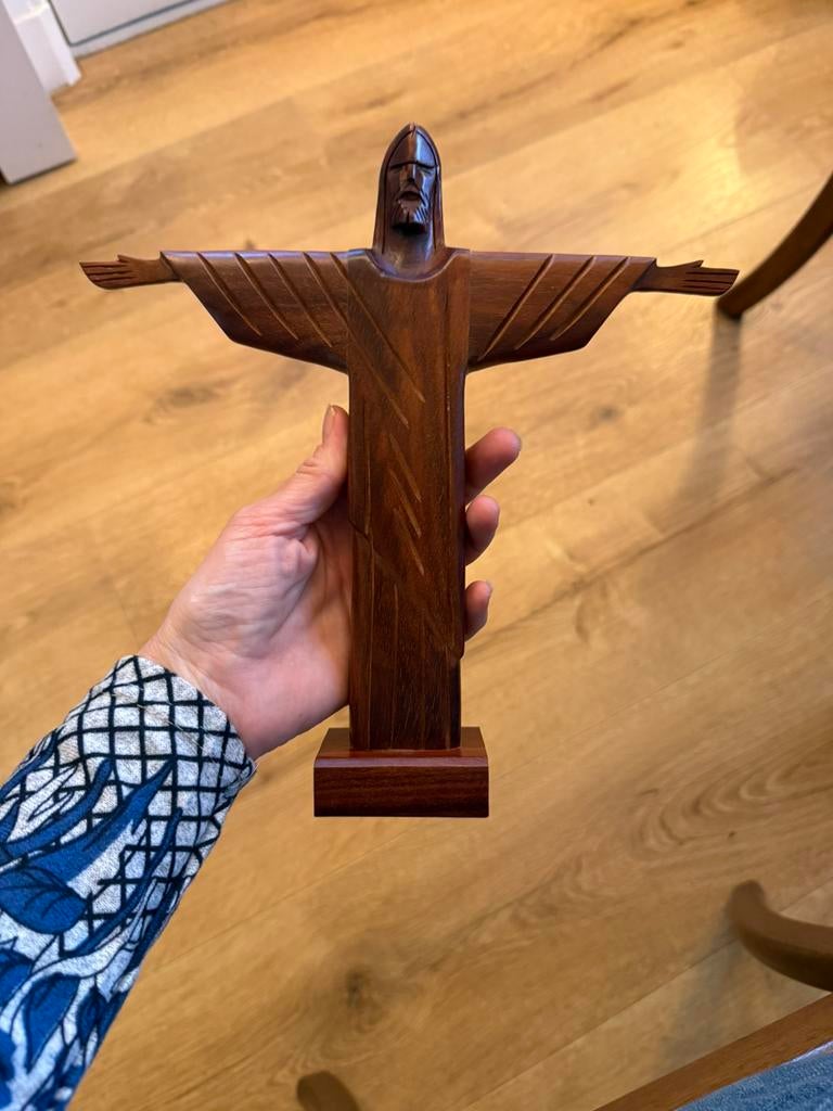 Vintage houten beeld Christus de Verlosser Rio de Janeiro, Antiek en Kunst, Ophalen of Verzenden