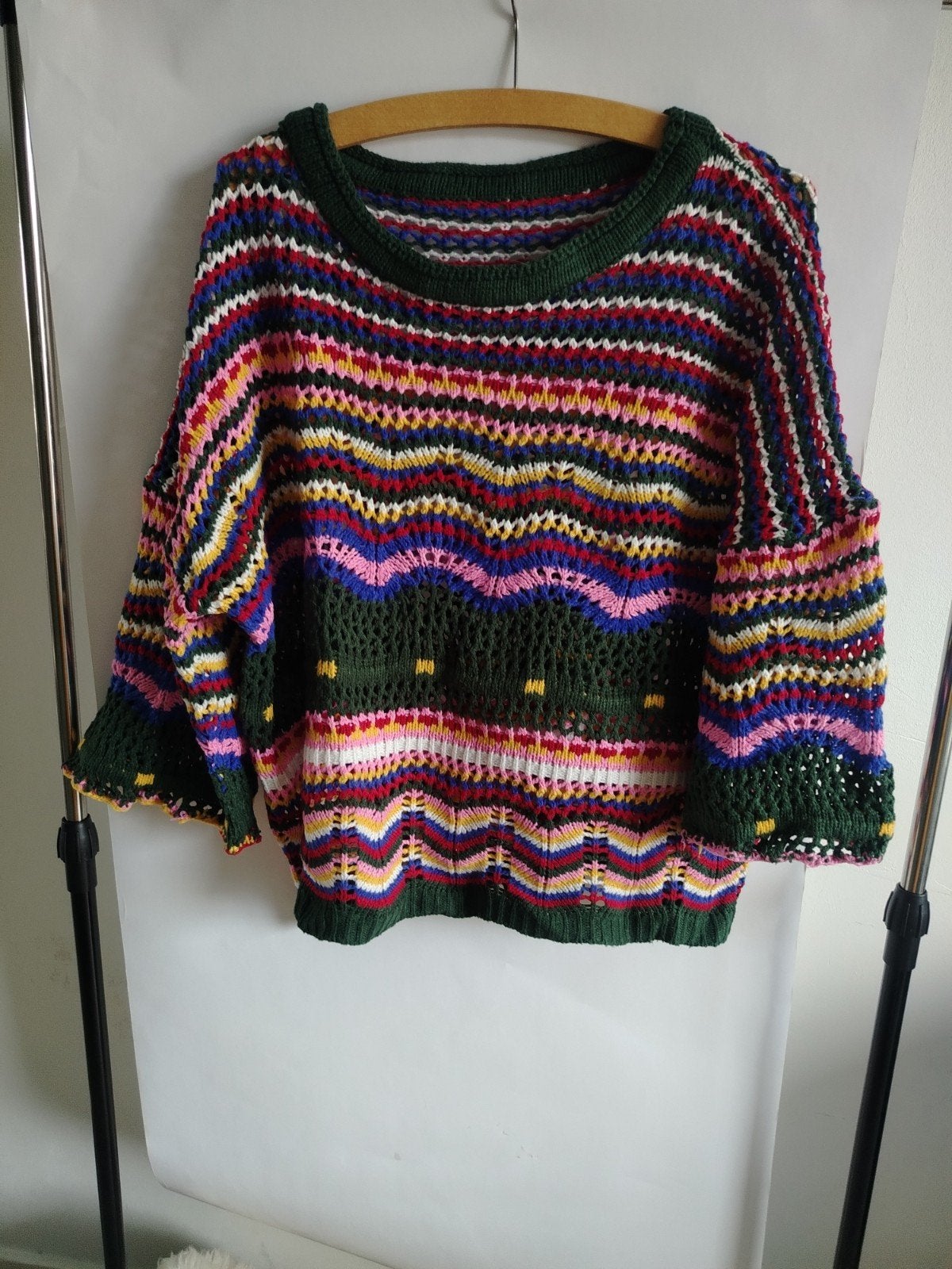 Bohemen kleurrijke trui handgemaakt boho oversized, Meerkleurig, Maat 46/48 (XL) of groter, Ophalen of Verzenden, Onbekend