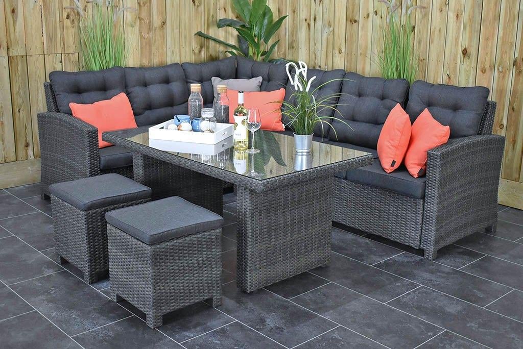 Las Palmas Loungeset Hoekbank met Hoge Tafel en 2 Krukjes, Bank, Nieuw, Ophalen of Verzenden, Wicker