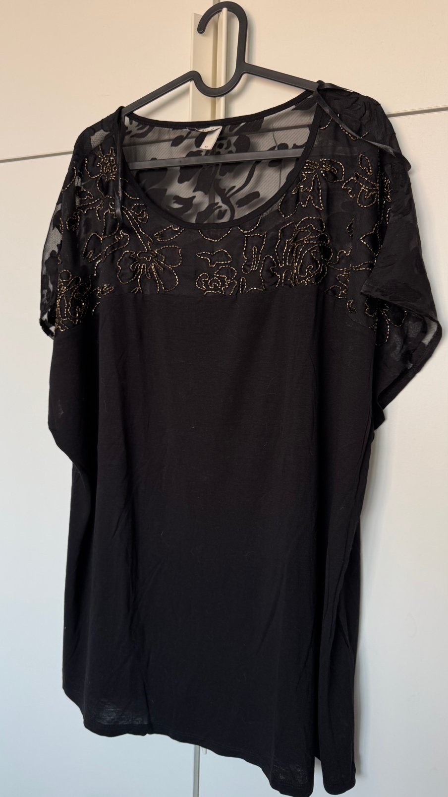 Miss Etam top zwart met goudkleurige kraaltjes, korte mouw, Kleding | Dames, Zwart, Maat 46/48 (XL) of groter, Ophalen of Verzenden