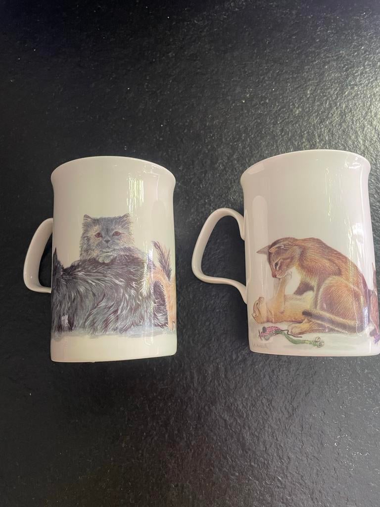Vintage Roy Kirkham koffiebekers: Katten, Honden & Bloemen, Antiek en Kunst, Antiek | Porselein, Ophalen of Verzenden
