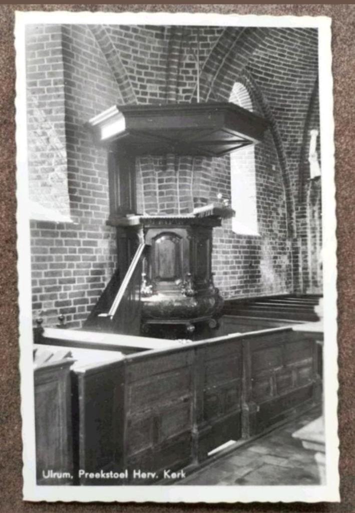 Ulrum - Preekstoel Hervormde Kerk (Catharinakerk), Verzamelen, Ophalen of Verzenden, 1960 tot 1980, Ongelopen, Groningen