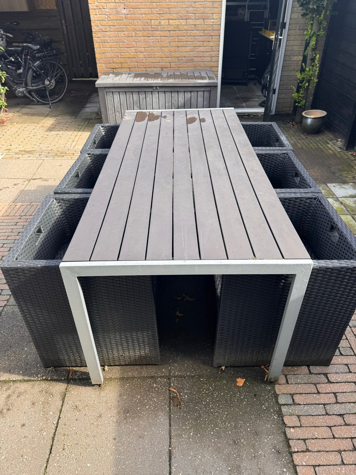 Tuinset met 6 zitplaatsen - Wicker en aluminium