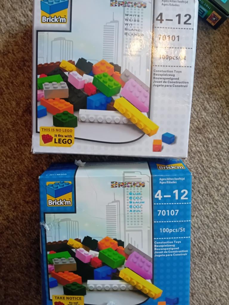 Twee dozen Brick'm bouwstenen, 100 stuks per doos, Ophalen of Verzenden