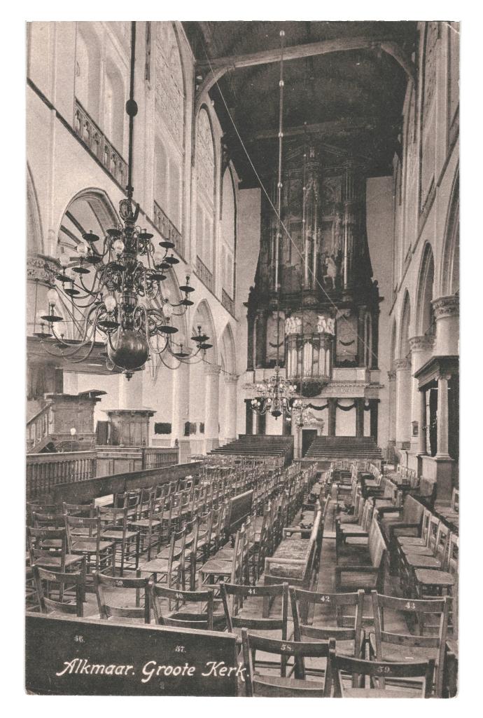 988106 Alkmaar Groote Kerk Nette oude kaart Onbeschreven, Ophalen of Verzenden, 1920 tot 1940, Ongelopen, Noord-Holland