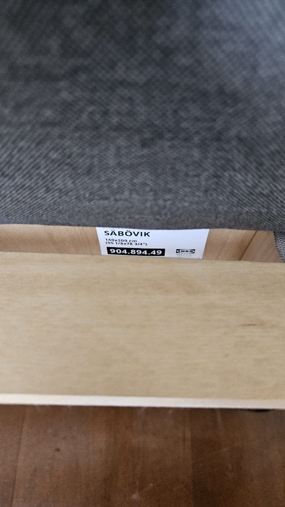 Twee persoons Ikea bed Säbövik grijs, Ophalen, Tweepersoons, 140 cm, Zo goed als nieuw
