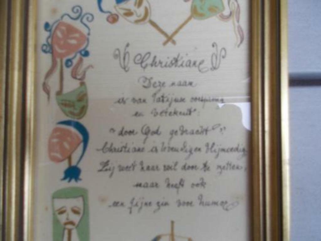 Klein "schilderijtje" gedichtje “Christiane”, Ophalen of Verzenden, Gebruikt