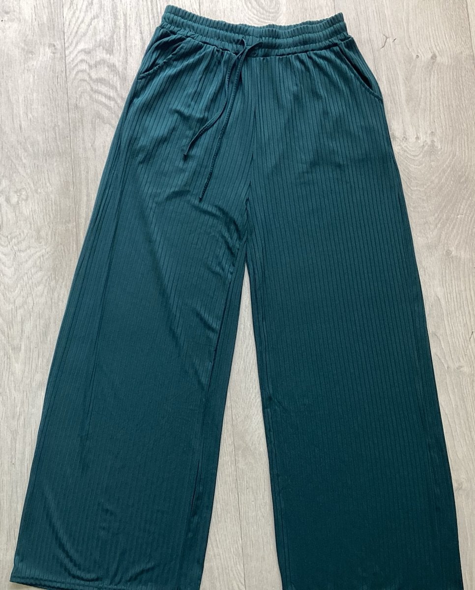 Groene geribbelde palazzo broek XL/XXL, Maat 46/48 (XL) of groter, Ophalen of Verzenden, Zo goed als nieuw, Lang