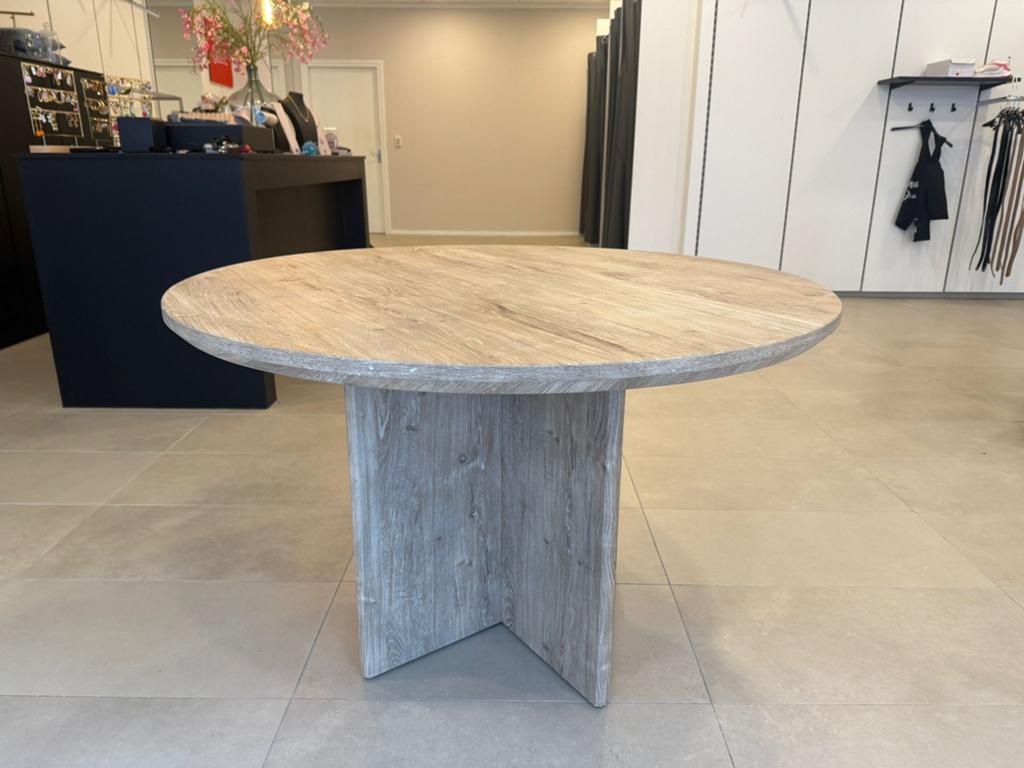 Ronde eetkamertafel, Ophalen, 100 tot 150 cm, Rond, Zo goed als nieuw