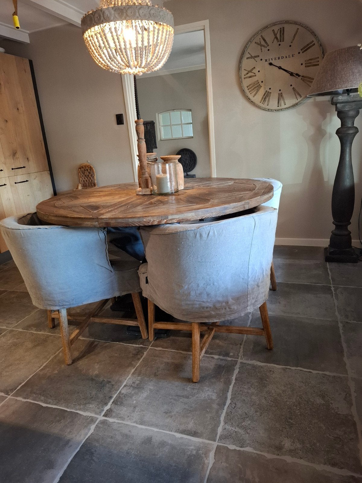 Eetkamerstoelen Aura Peeperkorn, Huis en Inrichting, Ophalen, Gebruikt, Grijs, Vier