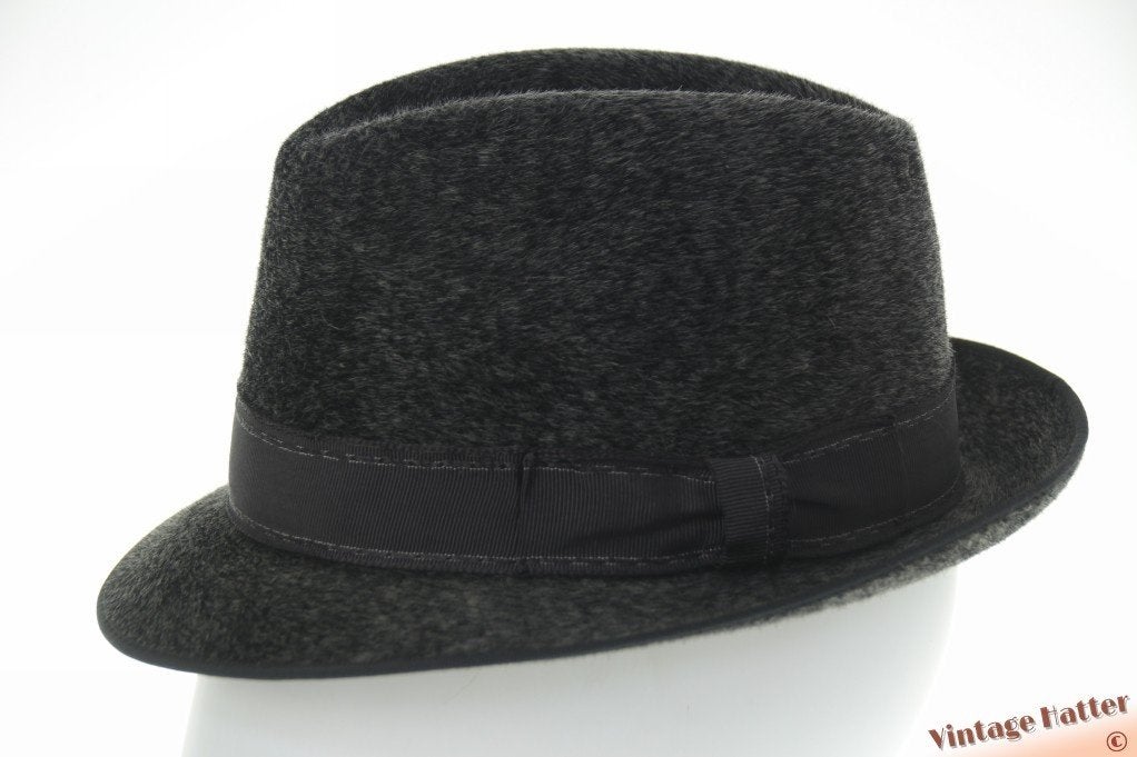 Vintage Gleufhoed Lembert donker grijs haarvilt 54 = XS, Hoed, Lembert, Ophalen of Verzenden, 57 cm (M, 7⅛ inch) of minder