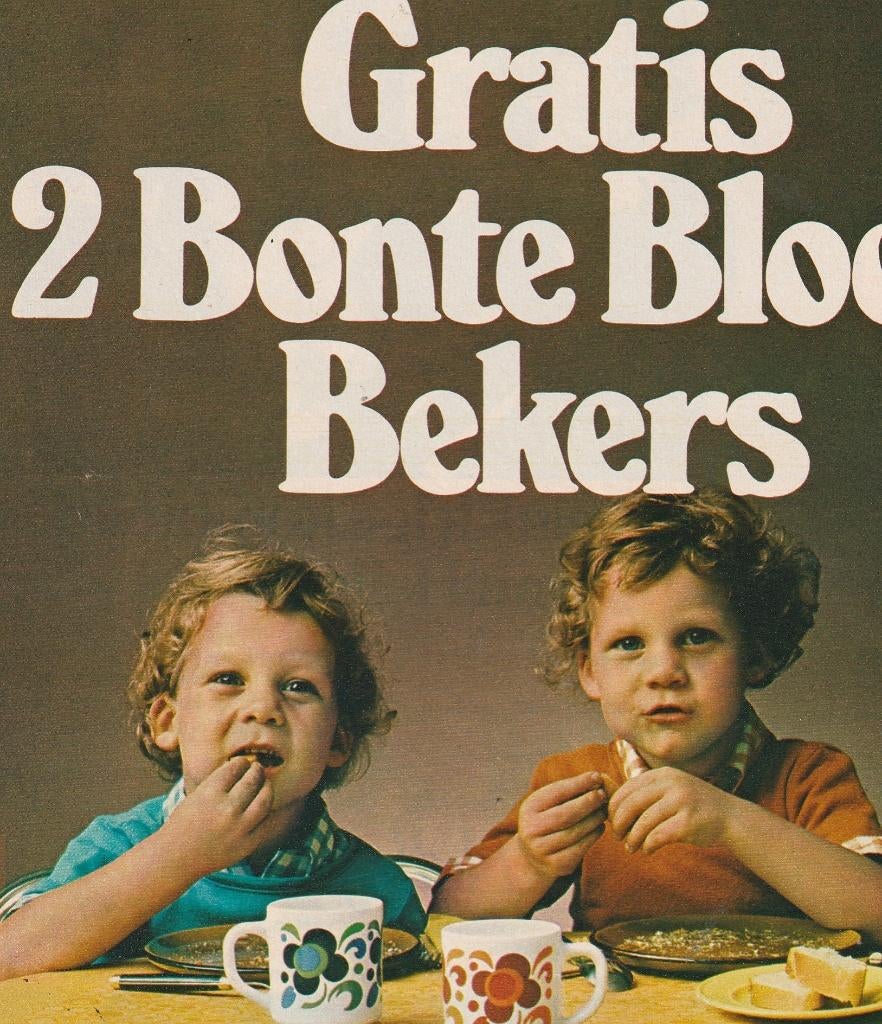 Retro reclame 1973 Knorr beker mok jongetjes tweeling, Verzenden, Overige typen