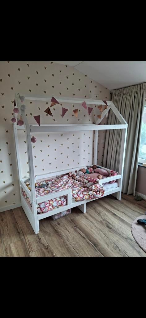 Huisjes bed littledreamers, Ophalen, 160 tot 180 cm, 70 tot 85 cm, Lattenbodem