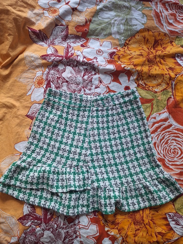 Groen-witte houndstooth mini-rok, Kleding | Dames, Rokken, Ophalen, Zara, Maat 36 (S), Gedragen